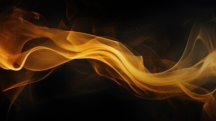 Abstract Essence: Golden Swirls and Elegant Smoke Dance in Darkness. Generative AI