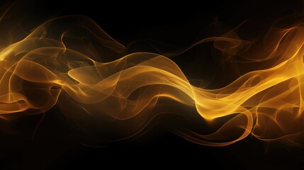 Abstract Essence: Golden Swirls and Elegant Smoke Dance in Darkness. Generative AI
