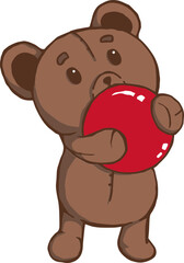Teddy Hugging Red Ball