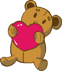 Tubby Bear Hugging Pink Heart