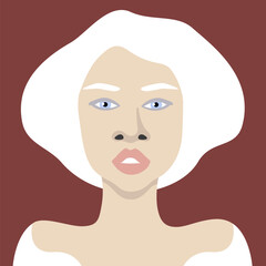 Young albino african american woman in minimalistic style vector