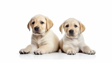 Two beige Labrador Retriever Puppies