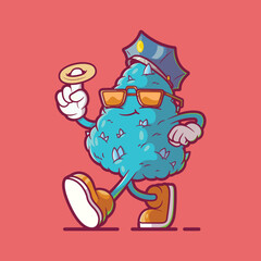 Weed Bud Cop character vector illustration. Mascot, funny, brand design concept.