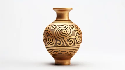 Foto op Plexiglas Antique ancient greek wine vase with meander pattern © Black