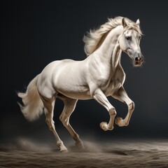Naklejka na ściany i meble white horse stallion runs gallop