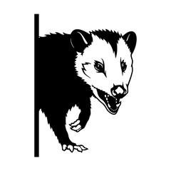 Opossum Stencil - Peeking Animal Cut file, Funny Animal Stencil