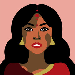 Indian girl with vitiligo skin disease in minimalistic style
