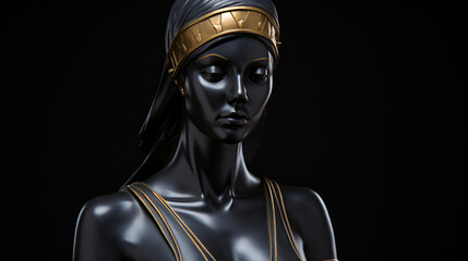 Black and gold statue of female greek sculpture