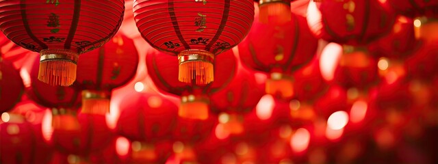 Red lanterns chinese new year decoration celebratiion. china town  - obrazy, fototapety, plakaty