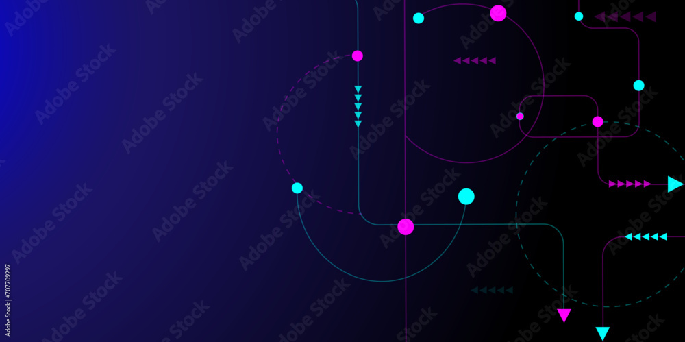 Aufkleber Abstract geometric with rectangular and connecting dots and lines. Global network connection and digital communication technology background. Big data visualization.