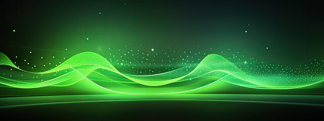 Speed light movement technology hitech modern background. Green abstract dot background, data network futuristic. circle wave line internet. banner, poster, cover template design - obrazy, fototapety, plakaty