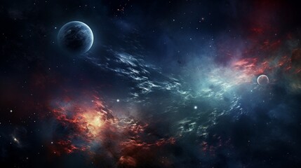 Fototapeta premium A surreal outer space background with distant galaxies and stars