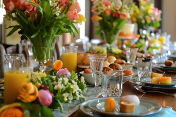 Obraz na płótnie Canvas Easter Dining Table Brunch 