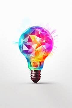 Creative Brilliance: Liquid Color Concept with Growing Brain and Light Bulb