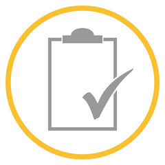 Button grau orange mit Checkliste Icon: Check oder Prüfung