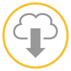 Fototapeta premium Button grau orange mit Cloud Icon: Download