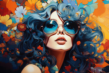 Fototapeta premium Fashion portrait of a young woman on a colorful bright background