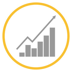 Button grau orange mit Diagramm Icon: Erfolgreicher Business Chart