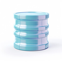 Stack of blue disks isolated on white background. 3D illustration.