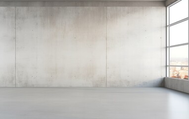 Obraz premium Blank white wall in concrete office with large wind