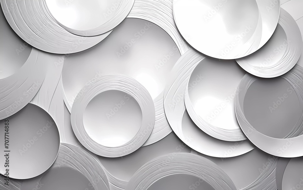 Aufkleber abstract paper circles design silver background texture. generative ai