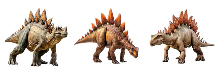Collection of PNG. Stegosaurus isolated on transparent background.
