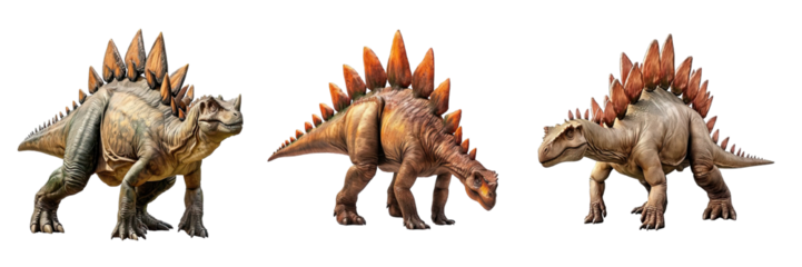 Collection of PNG. Stegosaurus isolated on transparent background.