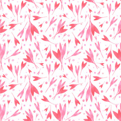 Hand drawn watercolor valentine seamless pattern with abstract hearts isolated on white background. Can be used for textile, fabric, wrapping paper and other printed products.