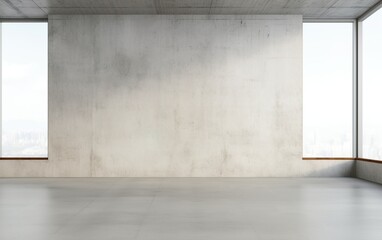 Blank white wall in concrete office with large wind - obrazy, fototapety, plakaty