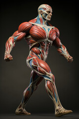 Fototapeta na wymiar structure of the human muscular system, full height