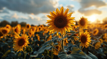 Fototapeta premium sunflower field in the summer