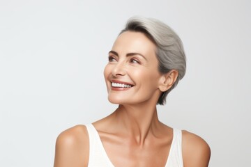 Portrait of beautiful middle-aged woman with clean fresh skin.