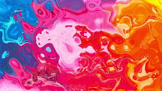 Colorful swirl background texture. Liquid marble animation. Abstract color design. 3D Abstraction, 4K. seamless loop.