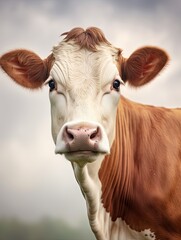 Majestic Jersey Cow: Captivating Nature, Milk Cow on a Scenic Farm in the Country