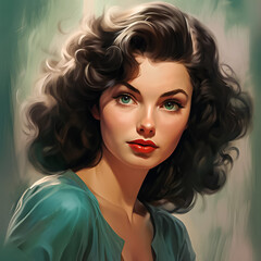 Fototapeta premium A painting of... Sun-Kissed Smile Unveiling Inner Harmony, Moonlight Draped on Velvet Eyes, Woven Threads of Story in Every Brushstroke, Where Strength Blooms Like a Delicate Rose