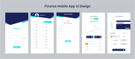 Finance Mobile App Ui Design kit - obrazy, fototapety, plakaty