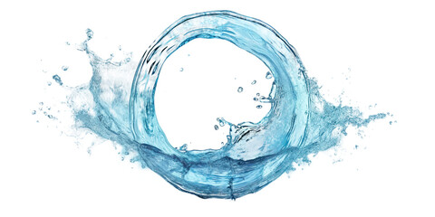 Beautiful water splash in circle shape isolated on white background - obrazy, fototapety, plakaty