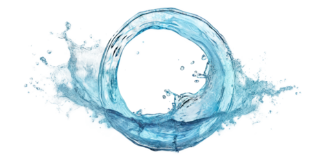 Beautiful water splash in circle shape isolated on white background