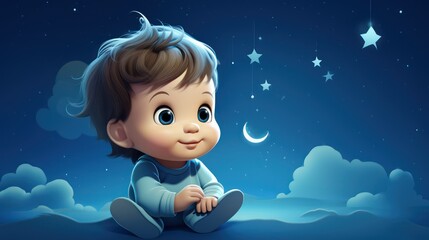 Obraz na płótnie Canvas little child in the night illustration