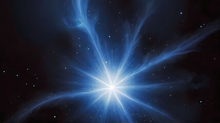 Abstract blue background with stars and lens flare.