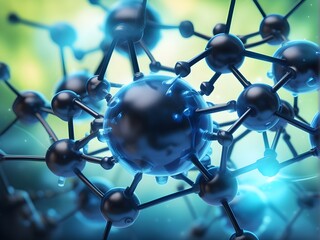 3d model of molecule abstract wallpaper in blue and black color: (Generative AI) only editorial content