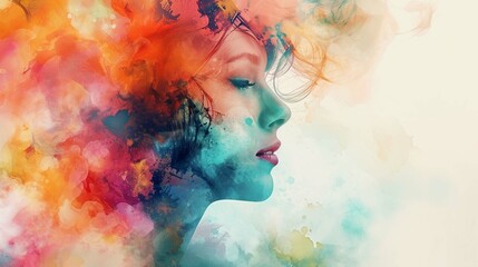 
Colorful women abstract watercolor style background, Generative Ai