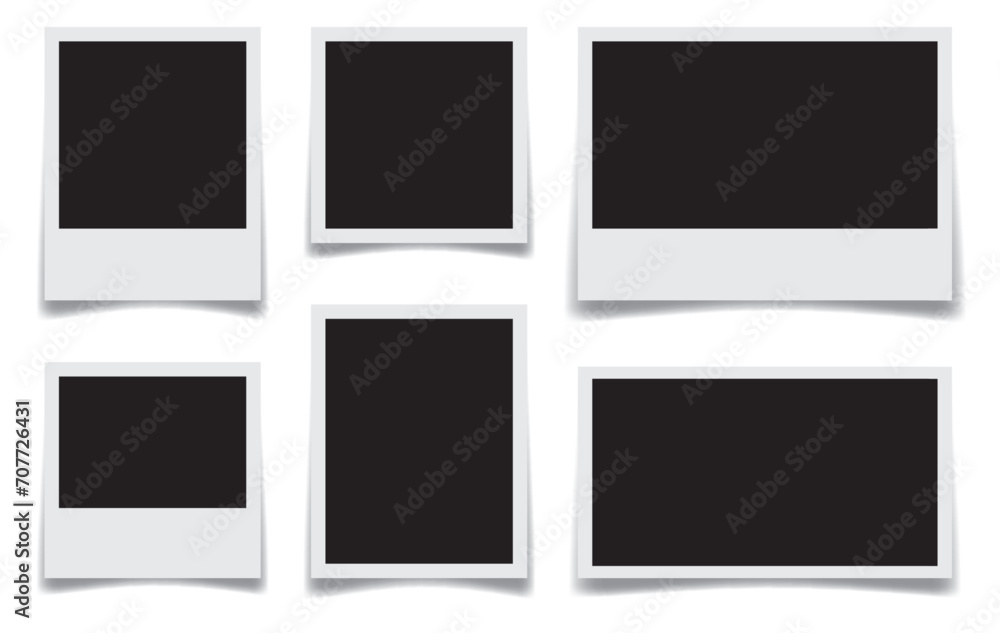 Poster create nostalgia with captivating background featuring a collection of blank polaroid photos. perfec