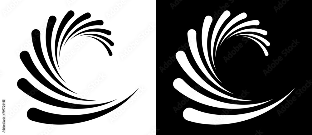 Fototapete abstract rotated lines in spiral as background. design element for prints, logo, sign, symbol. black