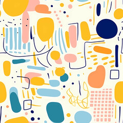Colorful Line Doodle Seamless Pattern, A Colorful Pattern With Different Shapes