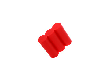 PNG, a piece of red plasticine, isolated on a white background.
