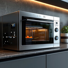 Fototapeta premium Built-in modern microwave oven. Generative AI.