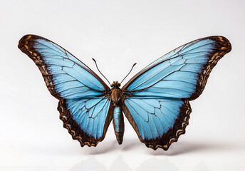 Blue Morpho - Morpho is a tropical butterfly on a white background.	
