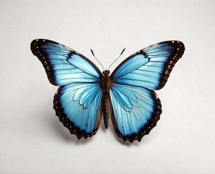Blue Morpho - Morpho is a tropical butterfly on a white background.