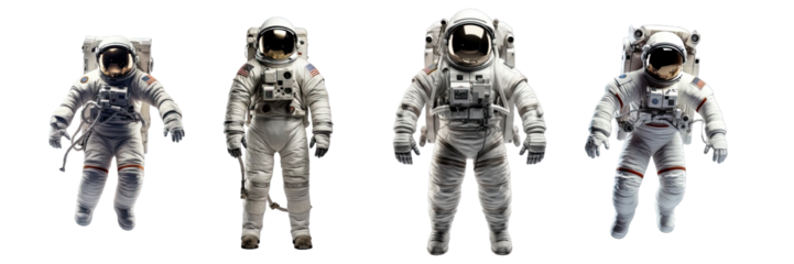 Collection of PNG. Astronaut in a space suit isolated on a transparent background.